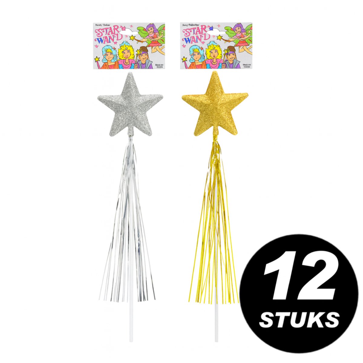 Toverstafjes Set – 12 stuks – Goud & Zilver – 45 cm – Verkleed & Feest