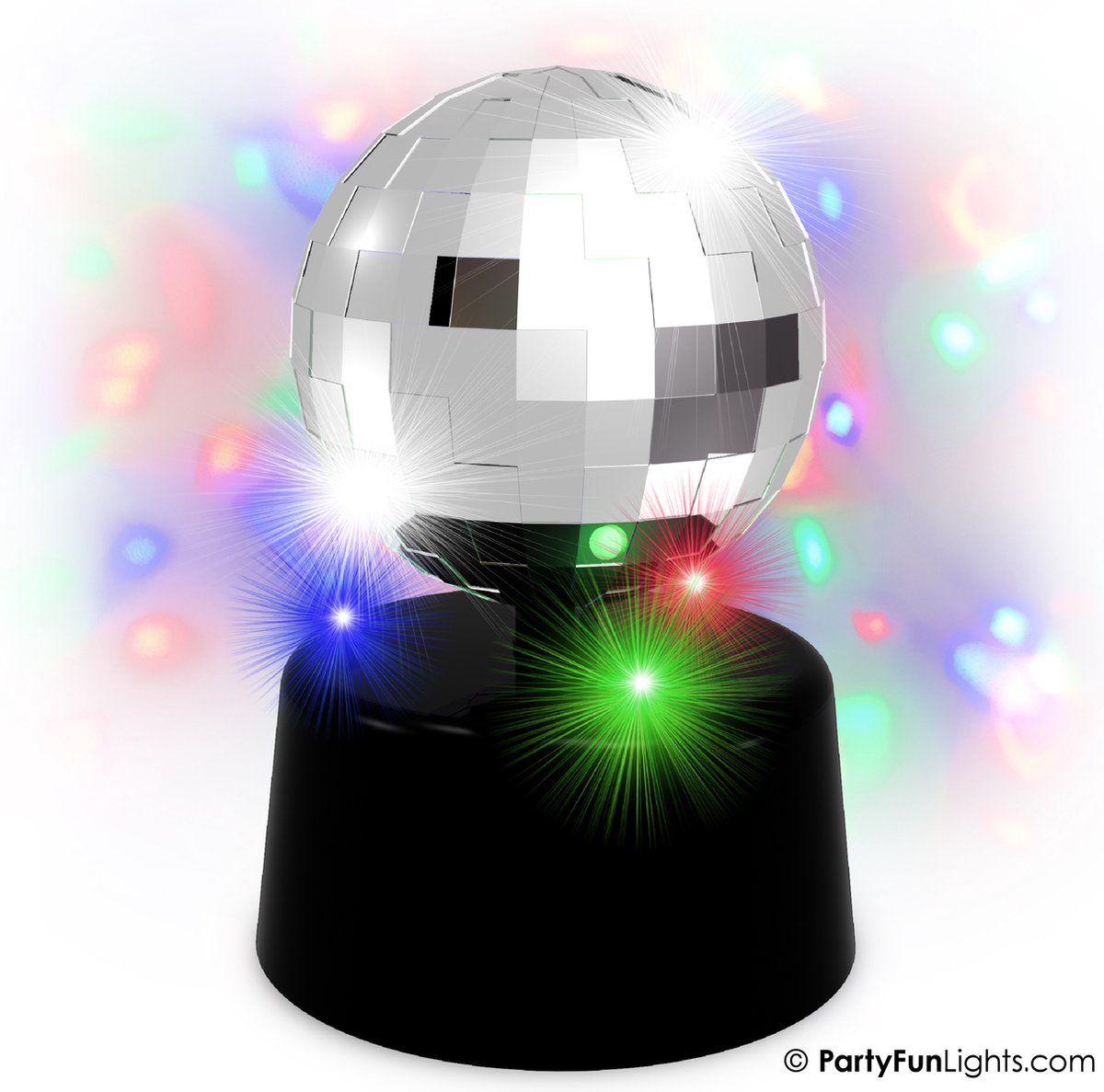 PartyFunLights - Discolamp - Multi-color Party Light - Werkt op batterijen - Werkt op USB - roterend - 3 LEDs
