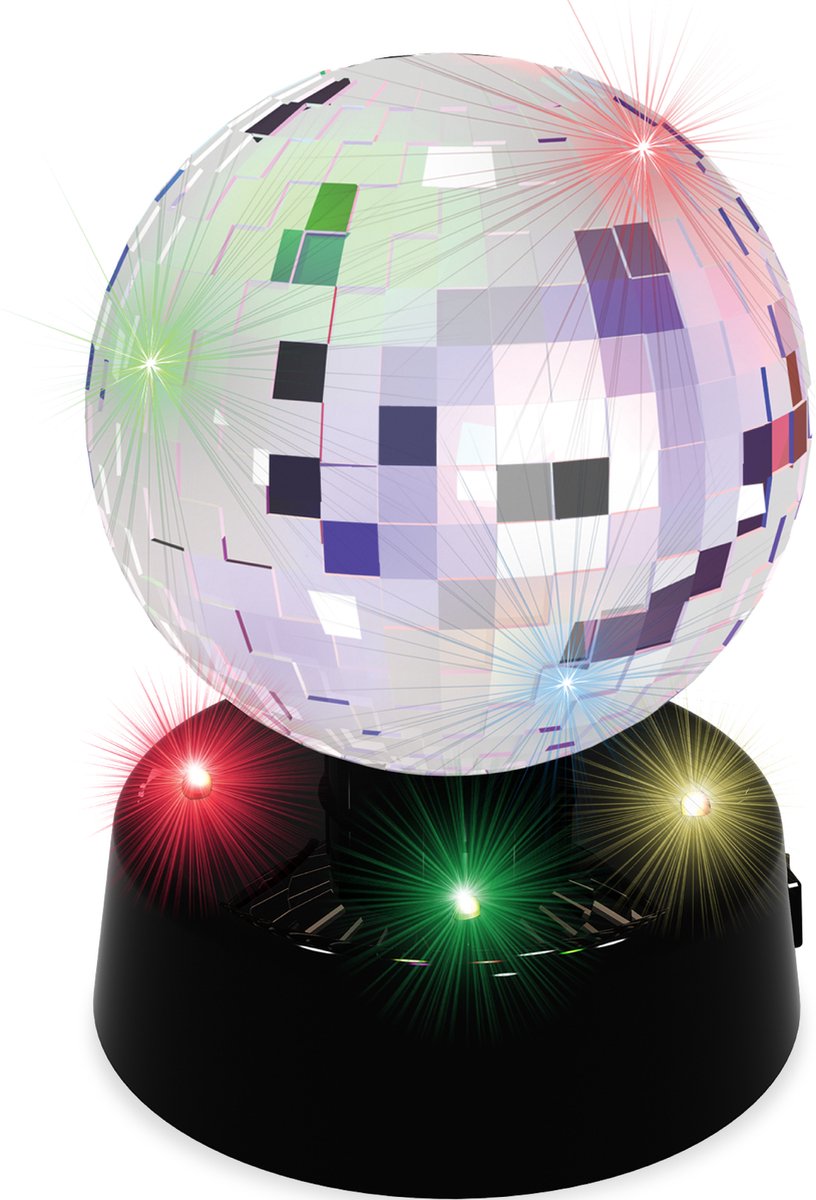 PartyFunLights - Discolamp met spiegelbol - Werkt op USB én batterijen - Multi-color LED - Roterend