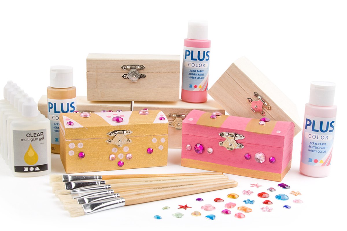 Knutselpakket Kinderfeestje - 6 x Schatkistjes versieren - Meisjes