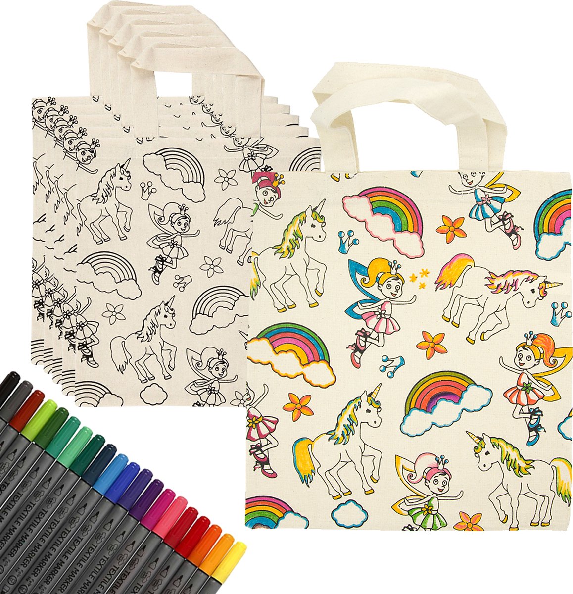 Knutselpakket Kinderfeestje - Eenhoorn Tassen versieren - 6 Meisjes