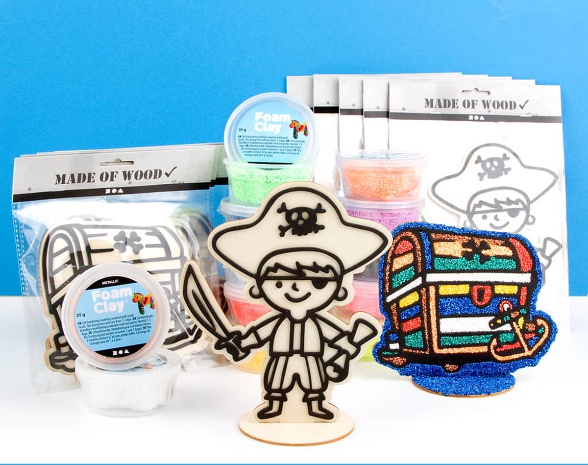 Pakket Kinderfeestje Knutselen - Piraat versieren - Foam Clay - 6 kids