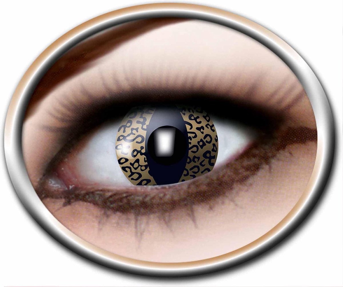 PartyXclusive kleurlenzen - Panter / Kat - 3 maand lenzen - geel/oranje zwart. Carnaval / Feest / Halloween / Koningsdag / Festival