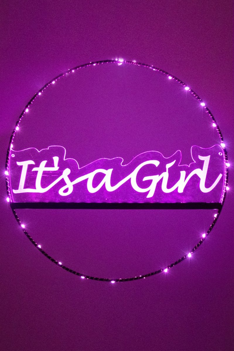 Raam/deur cirkel ø 35 cm verlicht its a girl exclusief 3 x AA batterij