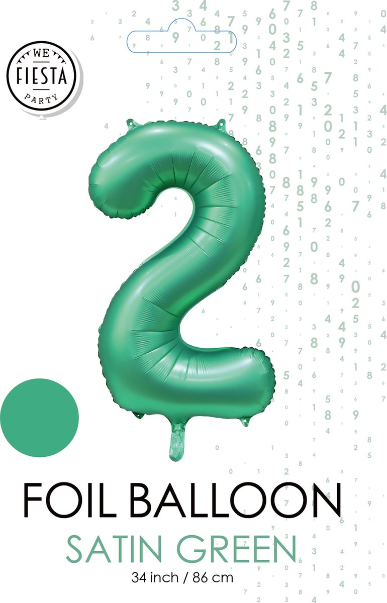 folieballon cijfer 2 mat groen metallic