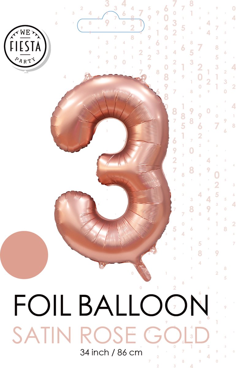 folieballon cijfer 3 mat goud metallic