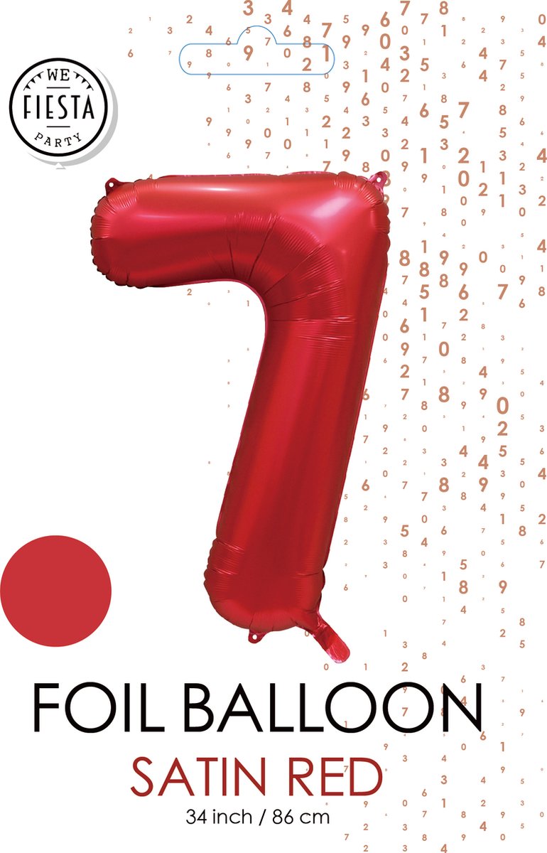folieballon cijfer 7 mat rood metallic