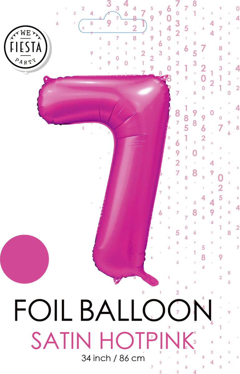 folieballon cijfer 7 mat warm roze metallic