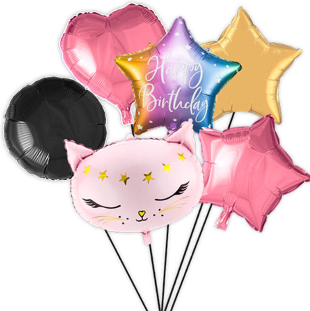 Partydeco Folieballonnen Superset poes/heliumgevuld/feest/kinderfeest/ballonnenfeest/ballonbox