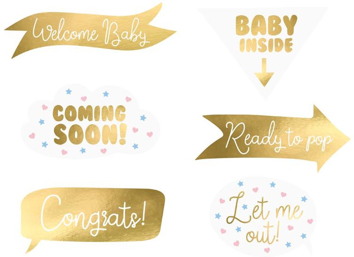 Photo props - Gender reveal (6 delig)