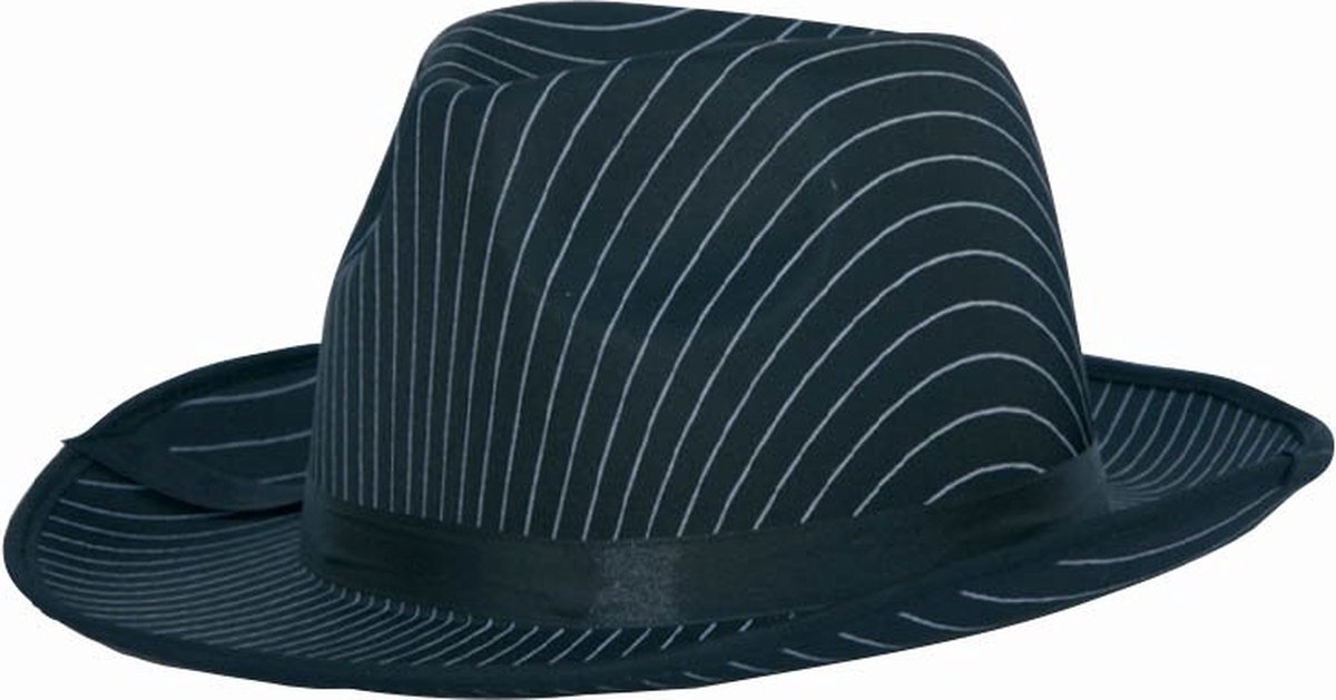 Hoed Gangster gestreept - Zwart met krijtstreep - one size