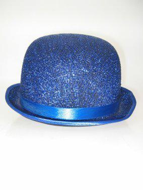 Bolhoed glitter blauw van lurex