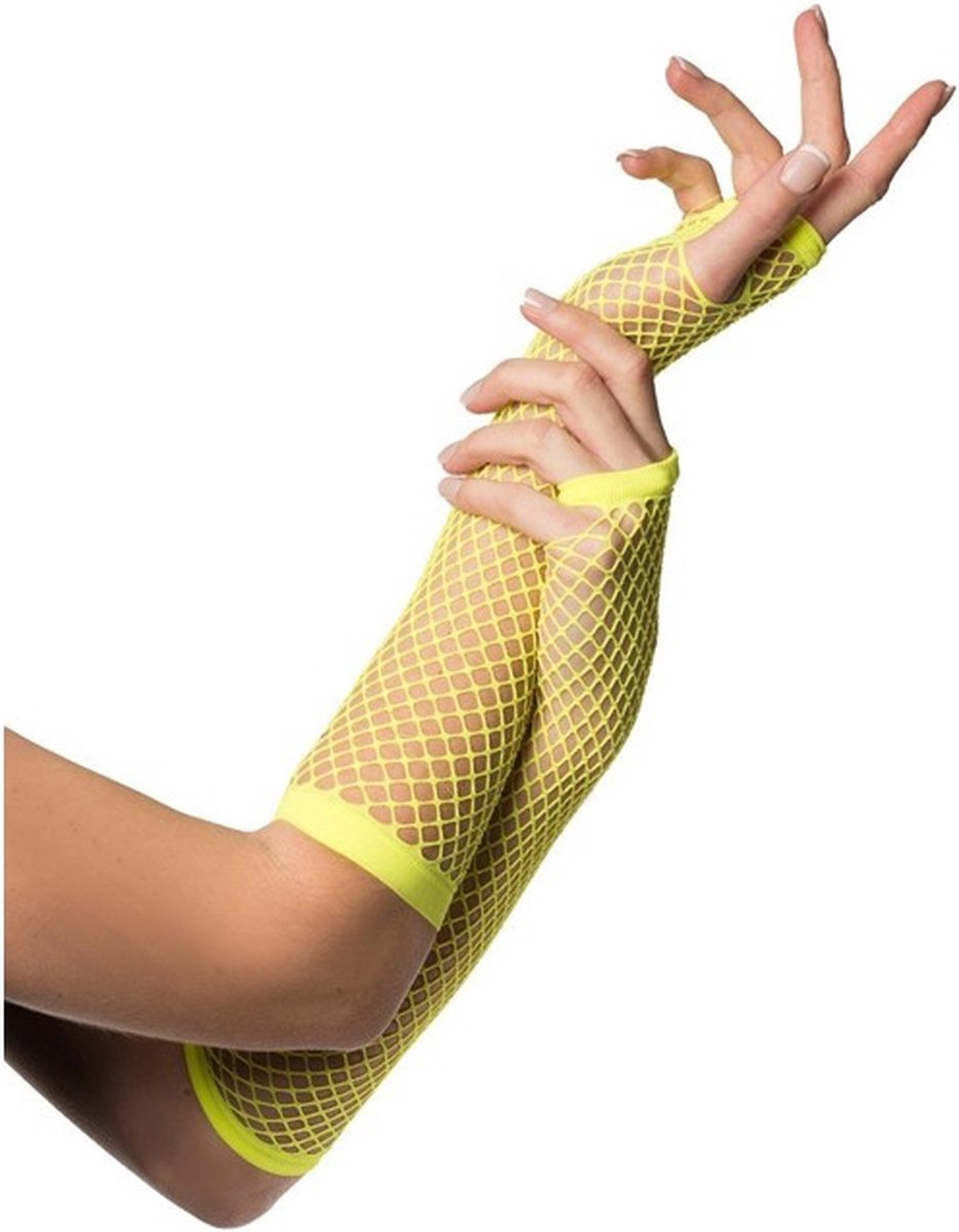 Nethandschoenen lang fluorgeel vingerloos