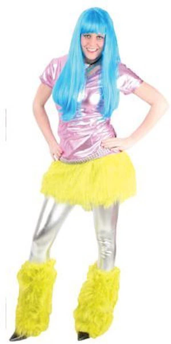 Pluche rokje fluor geel Maat S - M