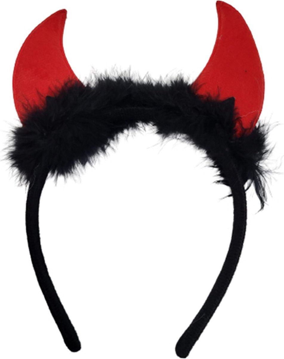 Duivel hoorntjes - Accessoires - Oortjes - Diadeem - Carnaval accessoires - Halloween - Met pluche
