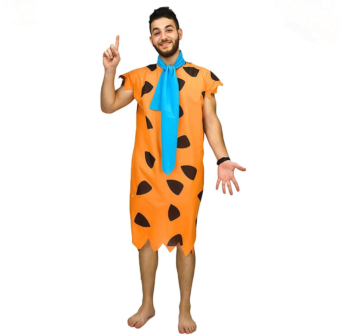 Kostuum Heren Oermens Fred – Inclusief Jumpsuit en Stropdas – Carnaval & Verkleedkleding – One Size