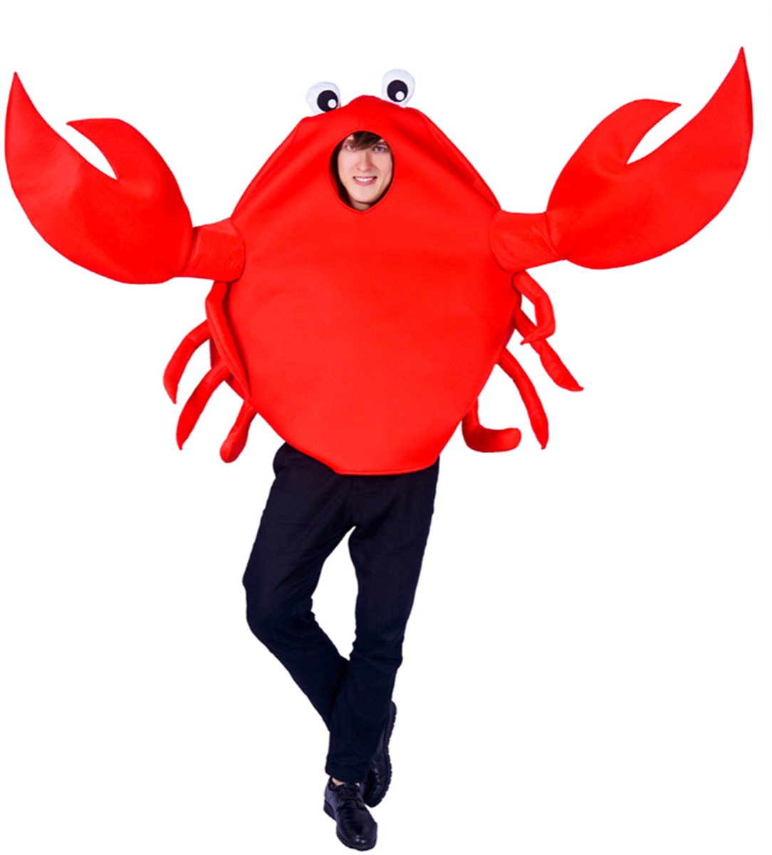 Kostuum Krab Rood – One Size – Inclusief Jumpsuit – Carnaval & Verkleedkleding