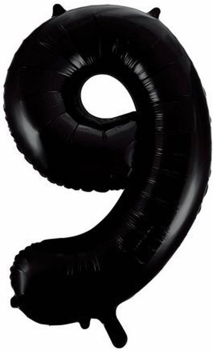 Folie Ballon Cijfer 9 Zwart XL 86cm leeg