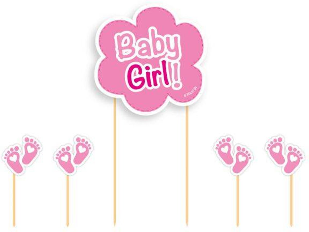 Geboorte Taarttopper Set Meisje 5 delig