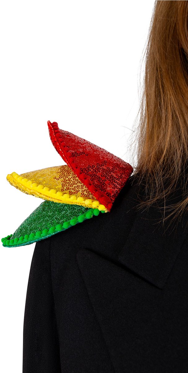 Epaulet rood geel groen pailletten per paar