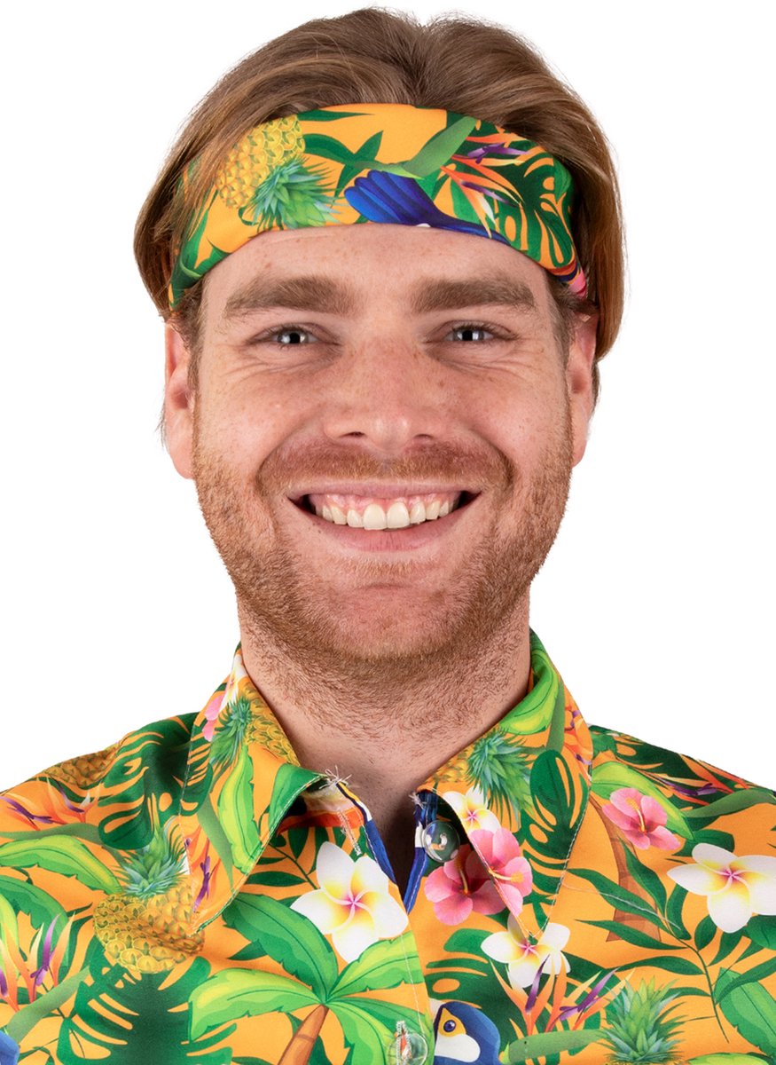 Zakdoek hawaii print oranje