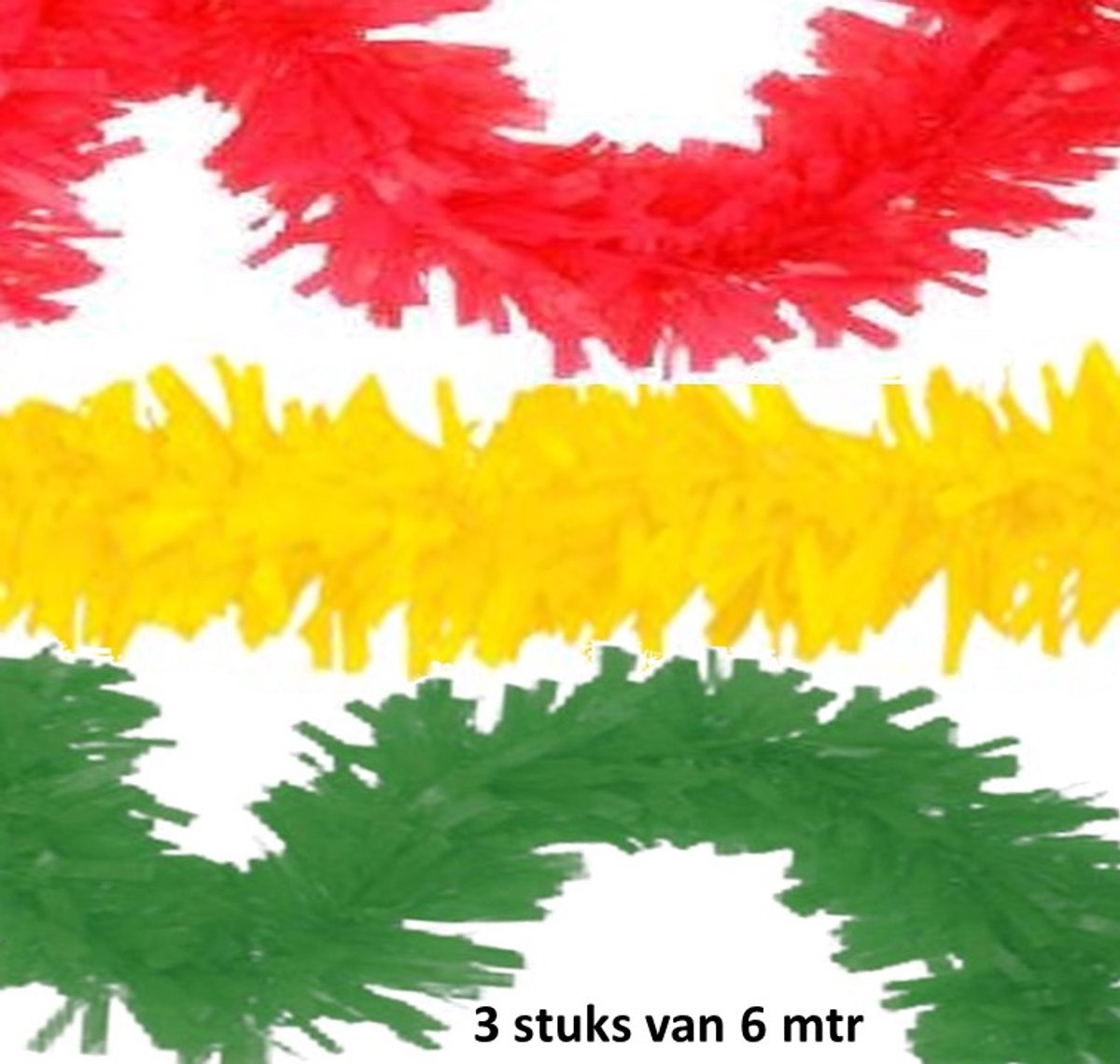 3 x guirlandes slinger rood geel groen CARNAVAL 3x6 meter PVC BRANDVEILIG.