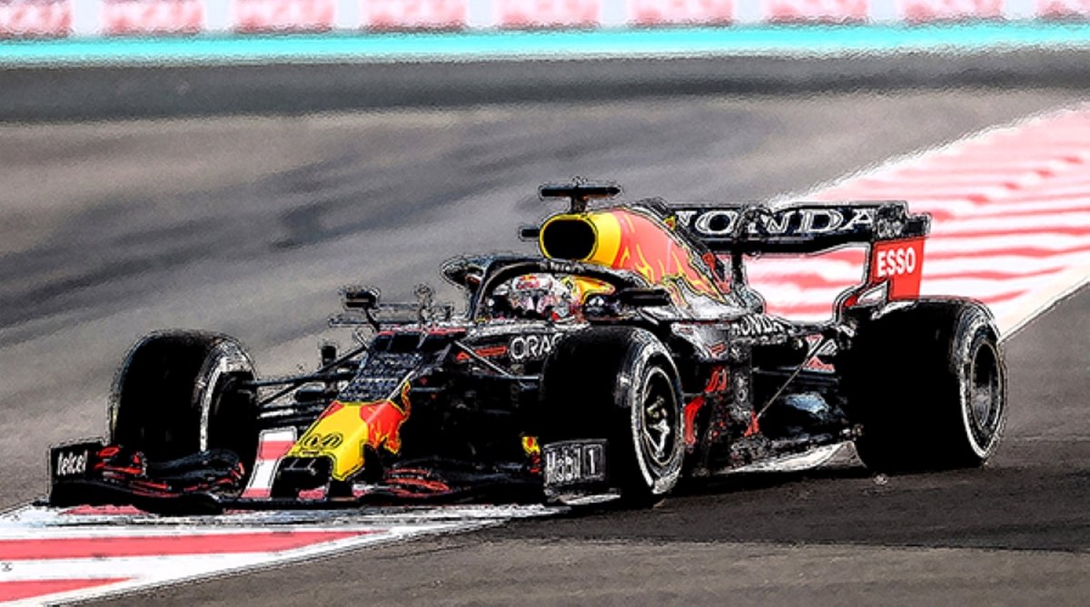 Max Verstappen Red Bull auto - Canvas - 50 x 70 cm