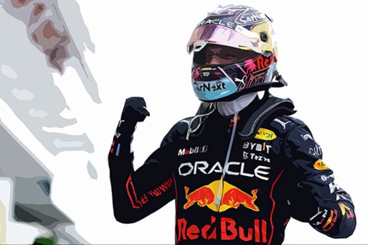 Max Verstappen Red Bull helm 2 - Canvas - 70 x 100 cm
