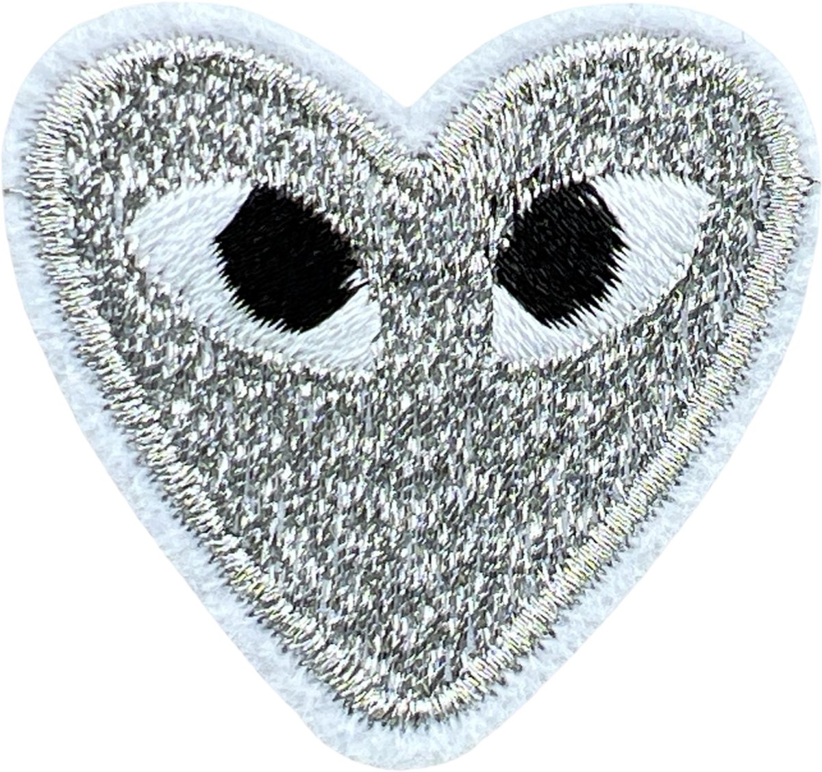 Hartje Met Oogjes Strijk Embleem Patch Zilver 4.3 cm / 4 cm / Zilver