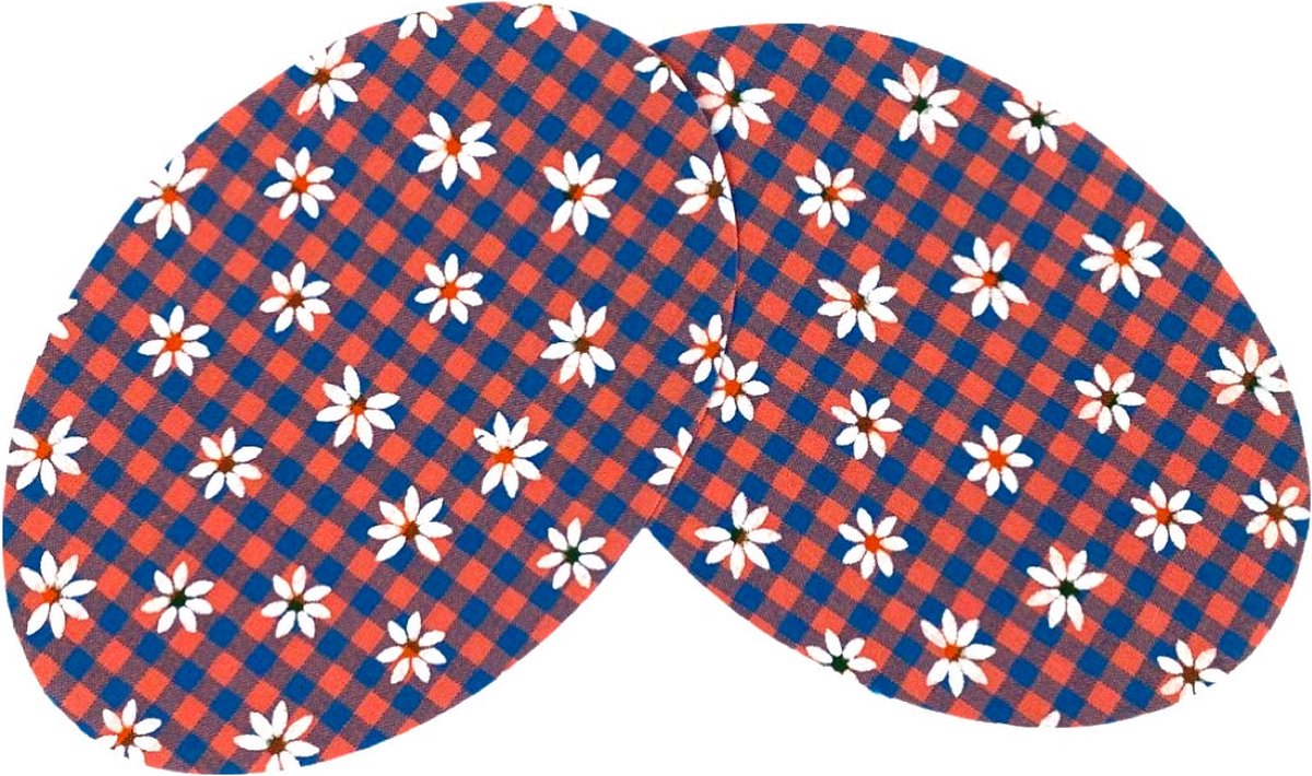 Knie Elleboog Strijk Stukken Patches Rood Blauw Geruit Madeliefje 9.3 cm / 13.5 cm / Rood Blauw Wit