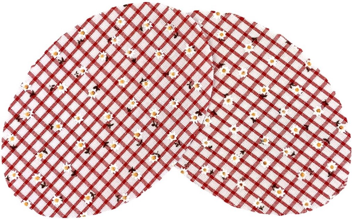 Knie Elleboog Strijk Stukken Patches Rood Wit Geruit Wit Bloemetje 9.3 cm / 13.5 cm / Rood Wit