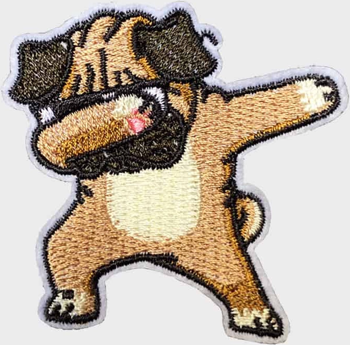 Patchy® – Dabbing Pug Strijkpatch - Strijkapplicatie - Strijkembleem - Badge - Patches