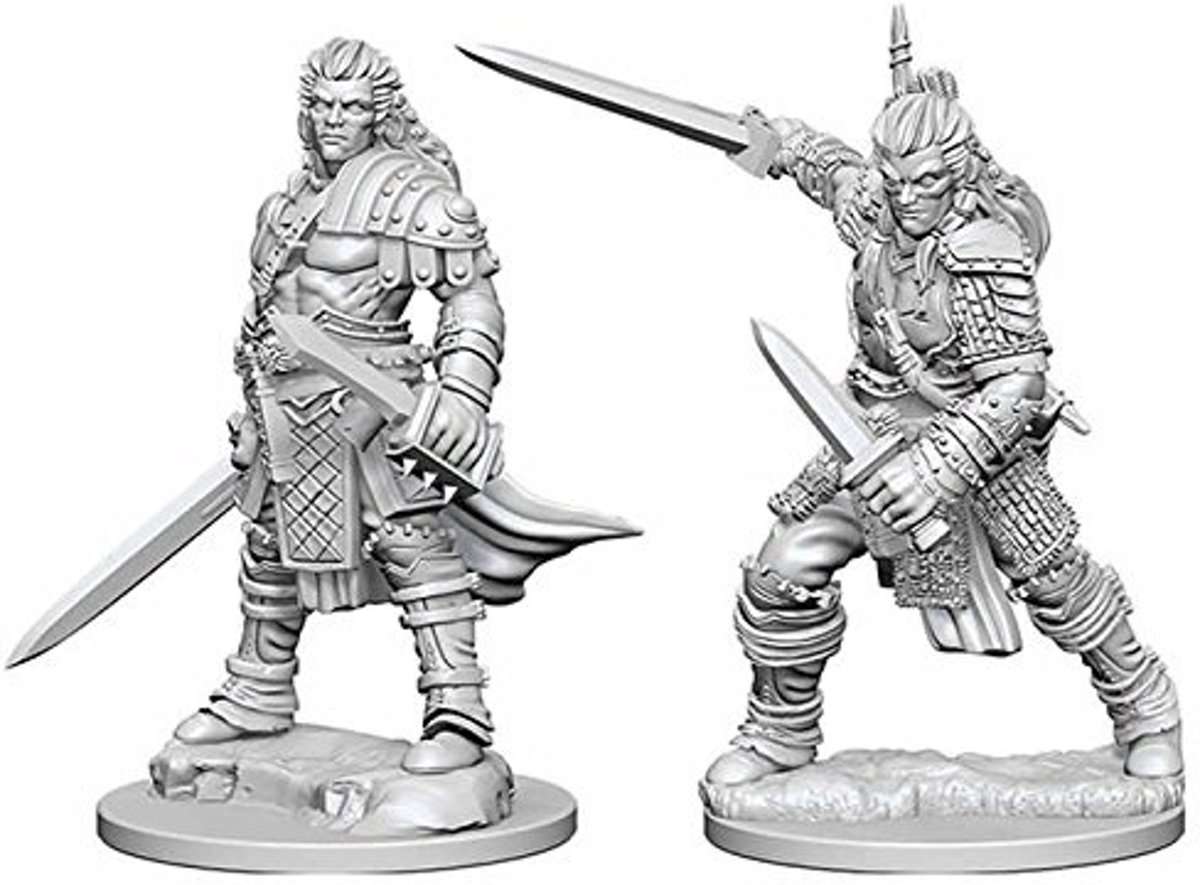   Battles Deep Cuts Unpainted Miniatures: Human Male Fighter (2)