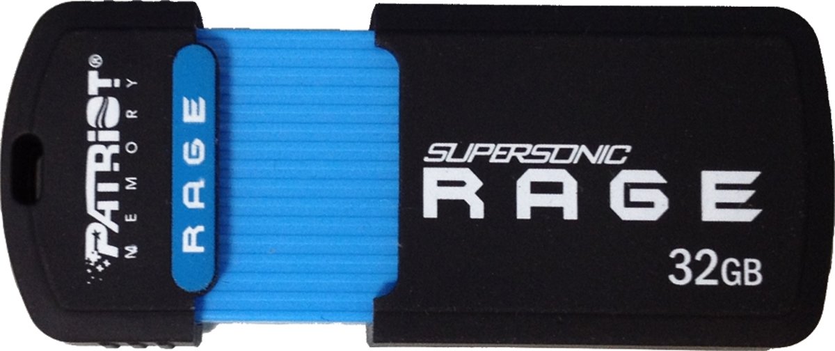 Patriot Memory 32GB Supersonic Rage XT 32GB USB 3.0 (3.1 Gen 1) USB-Type-A-aansluiting Zwart, Blauw USB flash drive