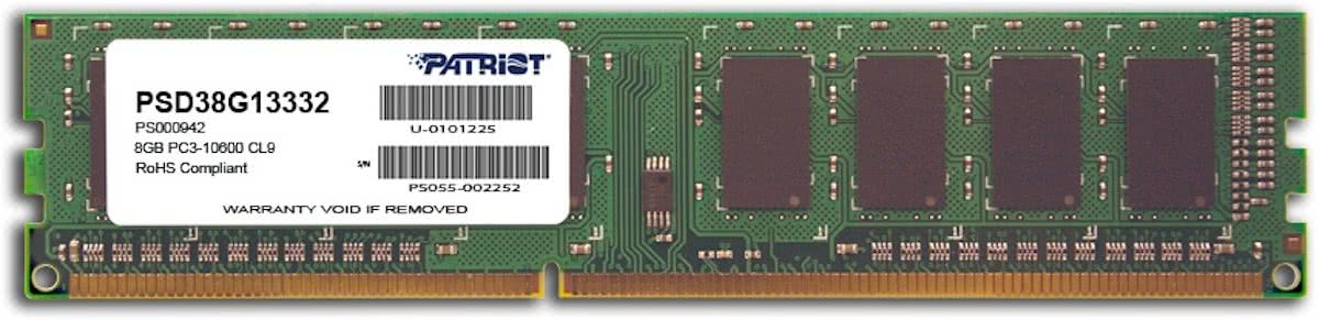 Patriot Memory 8GB PC3-10600 8GB DDR3 1333MHz geheugenmodule