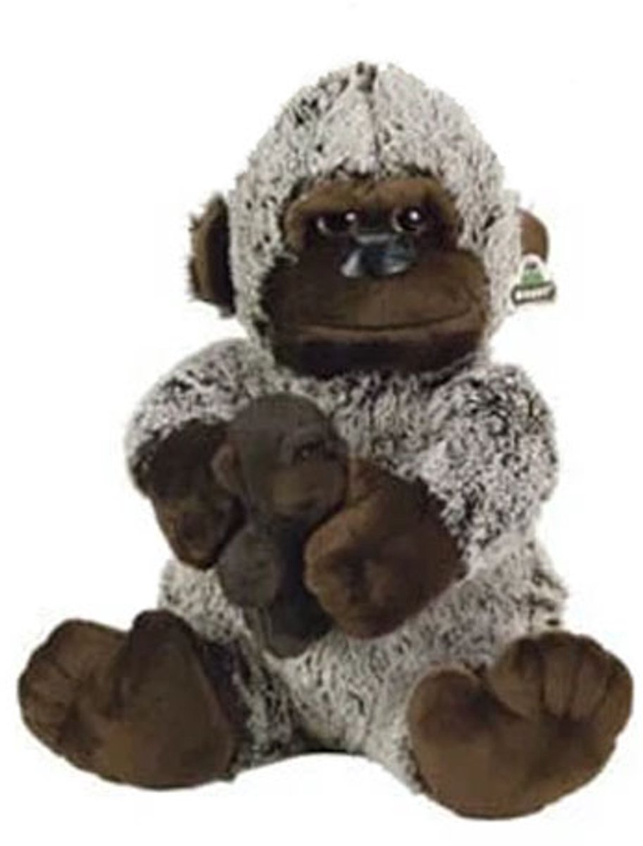 Gorilla knuffel - met baby Gorilla - Aap - 30 cm - Bruin