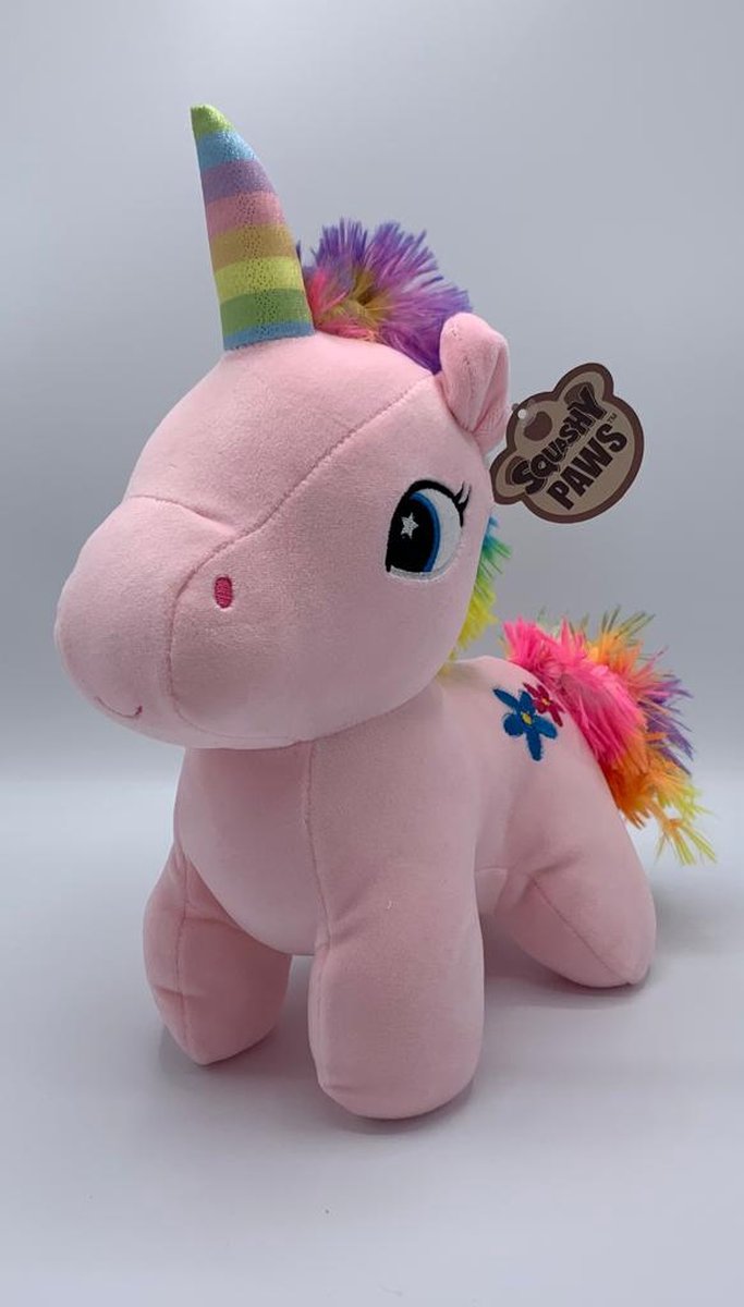 Paws - Eenhoorn Squashy knuffel - 27 cm - Roze - Pluche