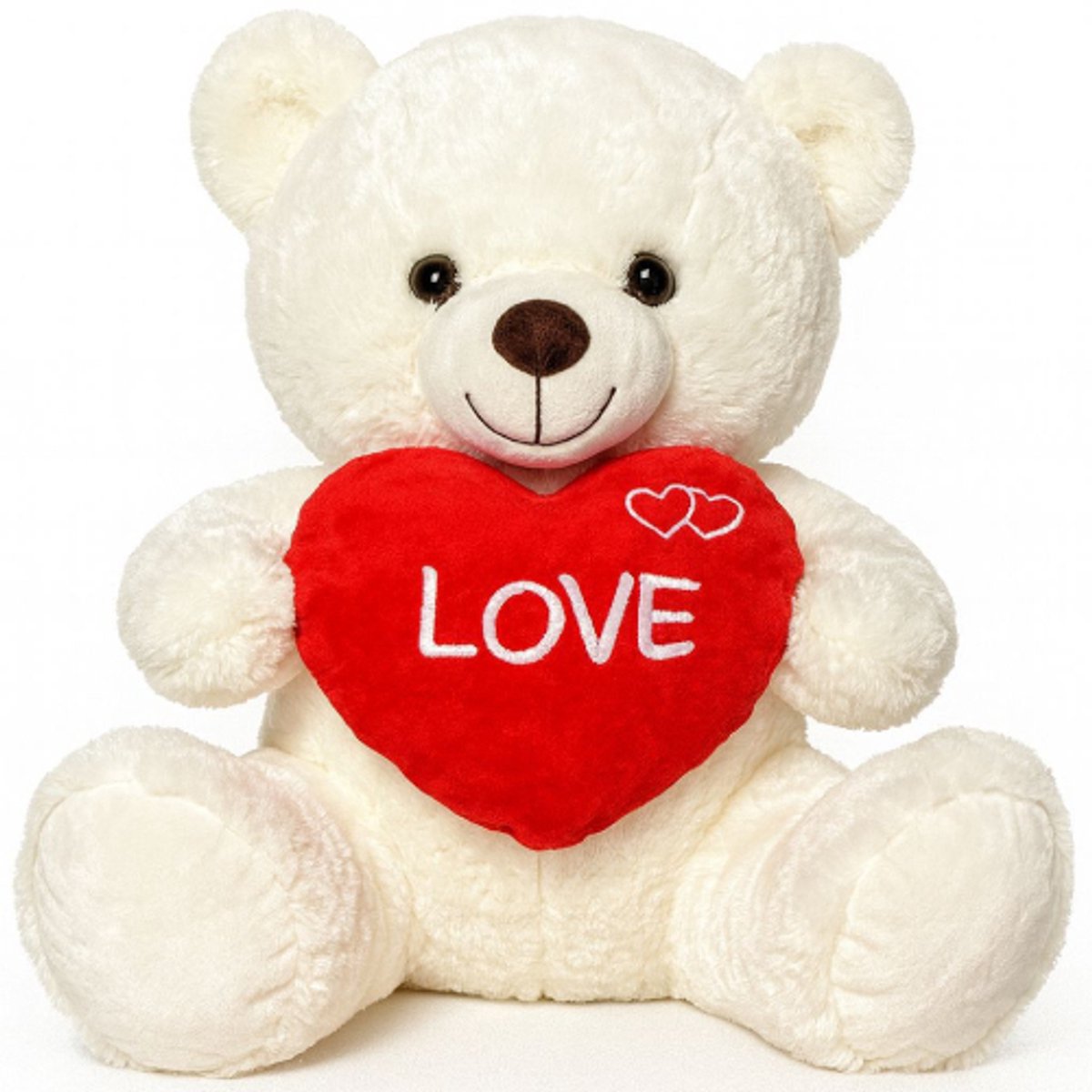 Teddybeer (Wit) met Hart Love Pluche Knuffel 20 cm - Valentijnsdag cadeau voor hem haar - Knuffelbeer Beertje Teddy Liefde Mannen Vrouwen - Valentijn Cadeautje teddybeer