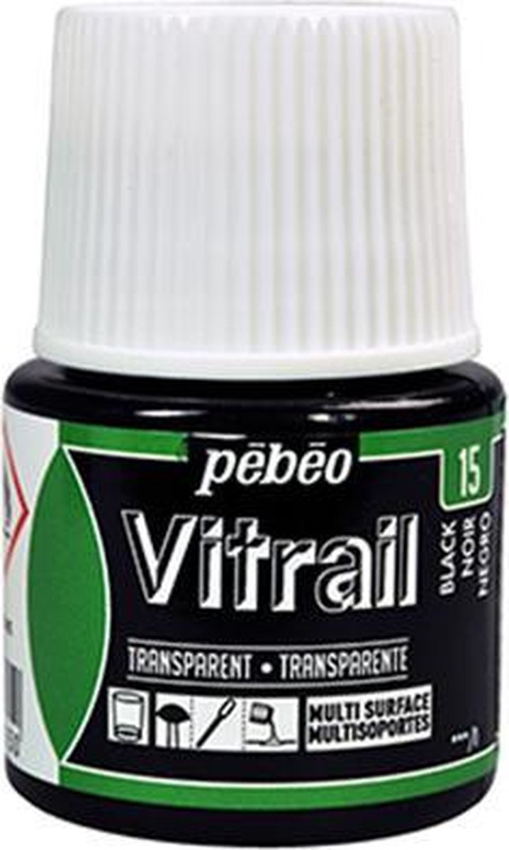 Glasverf - 15 Black - Transparant - Pebeo Vitrail - 45 ml