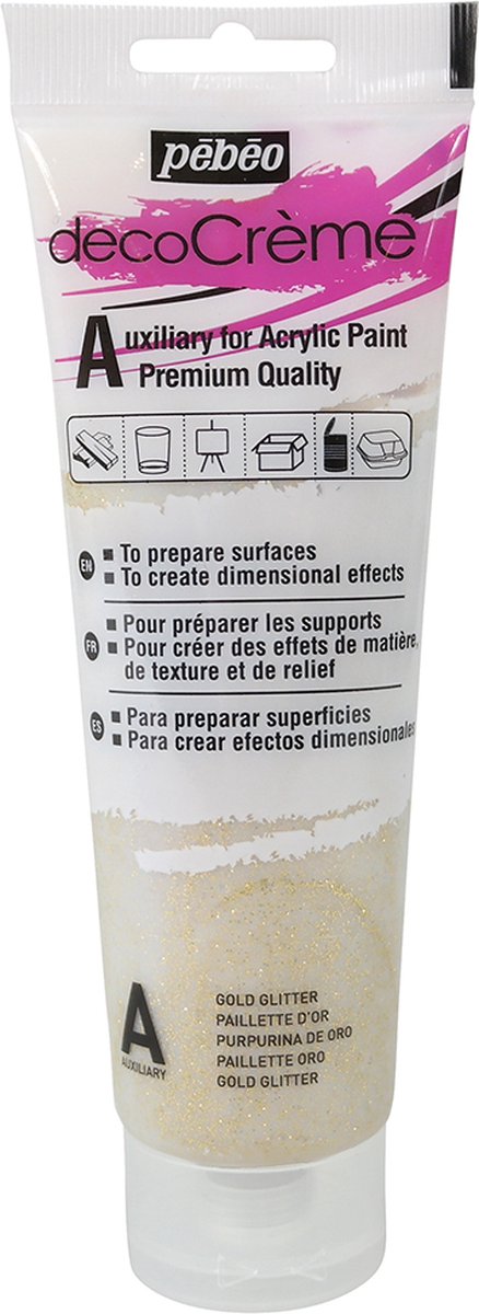 Hulpmiddel glitter goud - 120 ml - décocrème - Pébéo