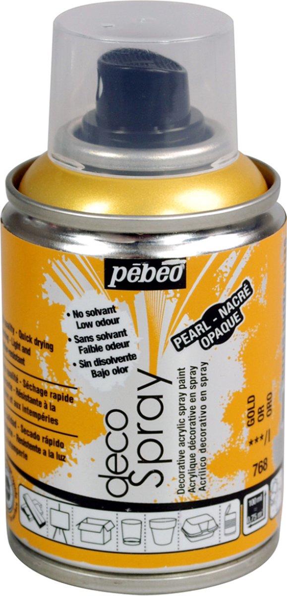 Verf goud - acryl mat in spuitbus - 100 ml - Pébéo