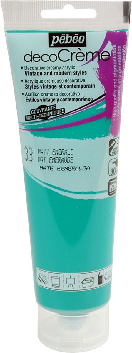 Verf smaragd - acryl mat - 120 ml - Pébéo