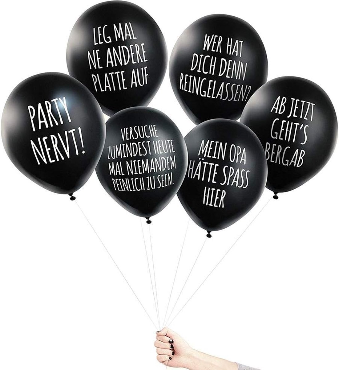Pechkeks Anti-party-ballonnen, zwarte ballonnen met schuine spreuken
