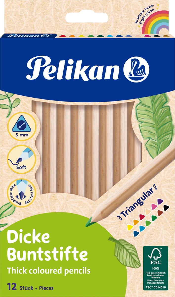 Pelikan kleurpotloden - Driehoekig 5,0 mm - 12 kleuren