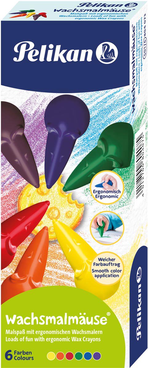 Pelikan waskrijtmuizen - Assorti - 6 stuks in doosje