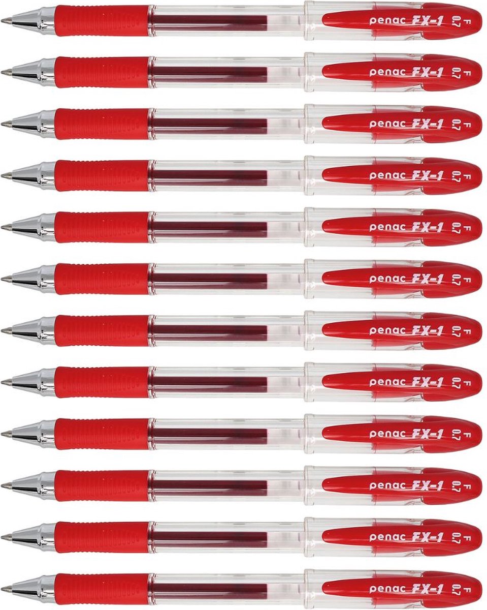 Penac Gelpen - FX-1 - Rood - 0.7 mm - Rood Inkt Gelpen - 12 stuks