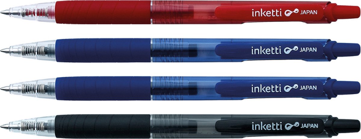 Penac Inketti - Gelpennen - 0.7mm - 2x Blauw - 1x Zwart - 1x Rood