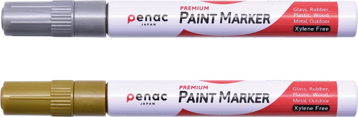 Penac Verfstiften - Paintmarkers - Zilver - Goud - 2-4mm - 2 stuks