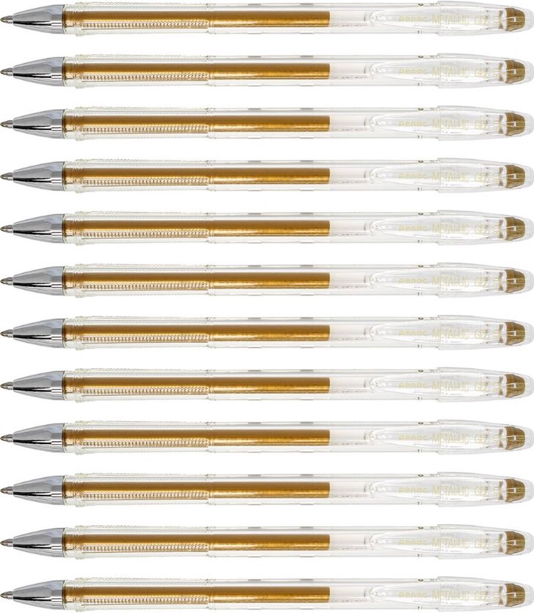 Penac gelpen - Goud - FX-3 - 0.8mm - Metallic Gouden Inkt Balpen - 12 stuks
