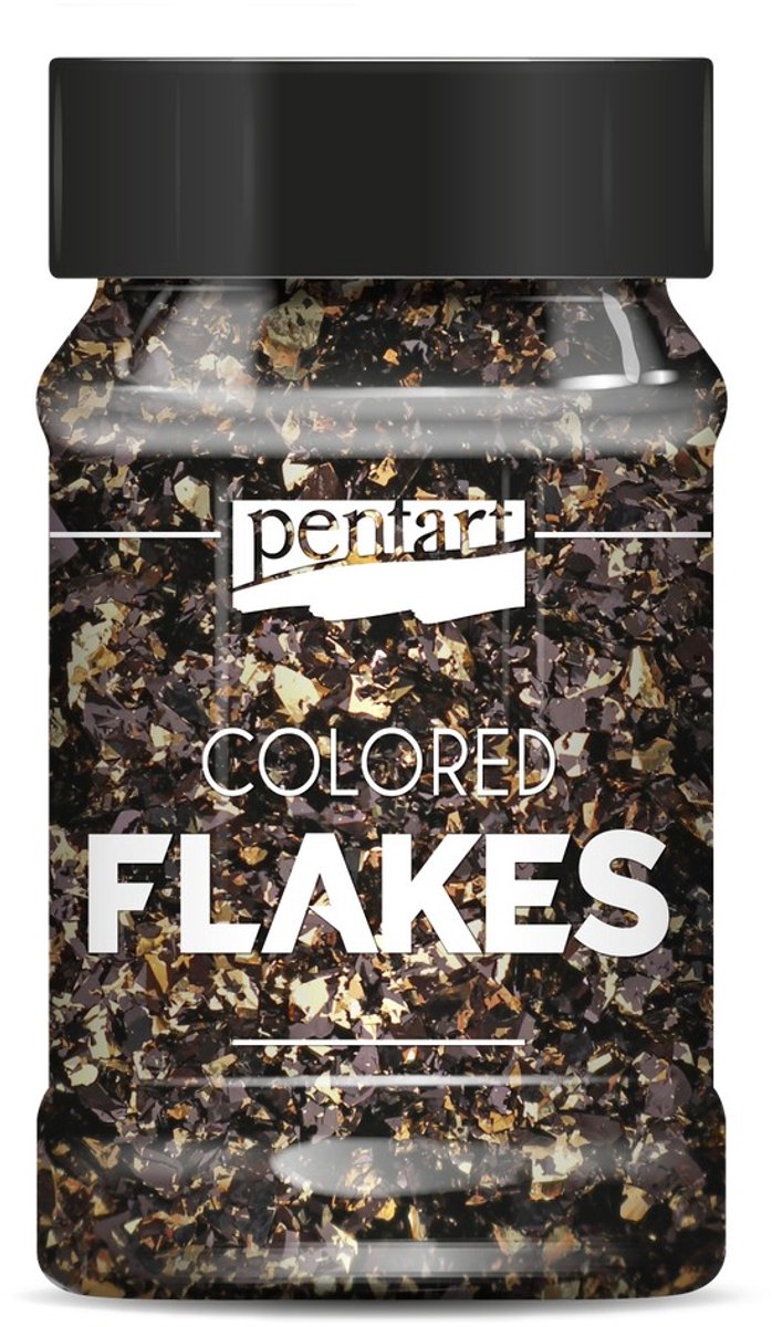Pentart decoratievlokken zwart-goud 100ml creatieve knutselset.